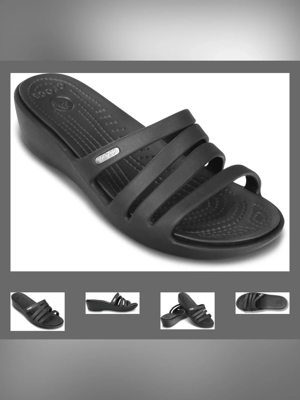 Crocs Rhonda Wedge Sandals Black Size 10